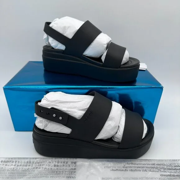 Crocs Women's Brooklyn Low Wedge Strappy Platform Sandals, Size 6, Black - Picture 5 of 14